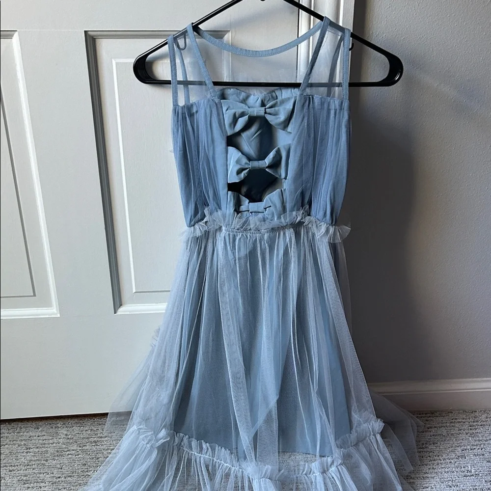 Joyfolie Light Blue Tulle Formal Dress for Girls